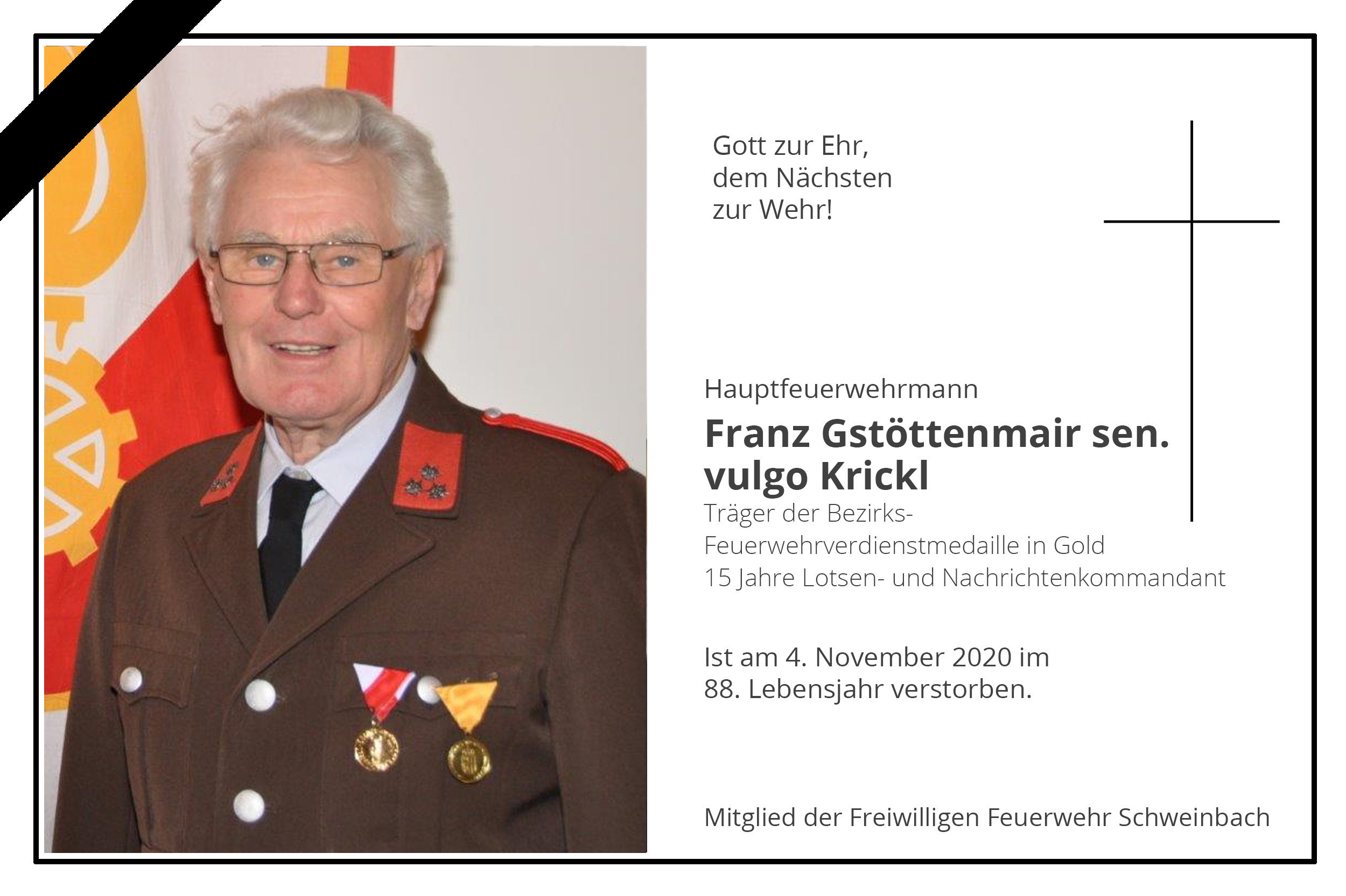 04.11.2020 - Nachruf: Franz Gstöttenmair v/o Krickl