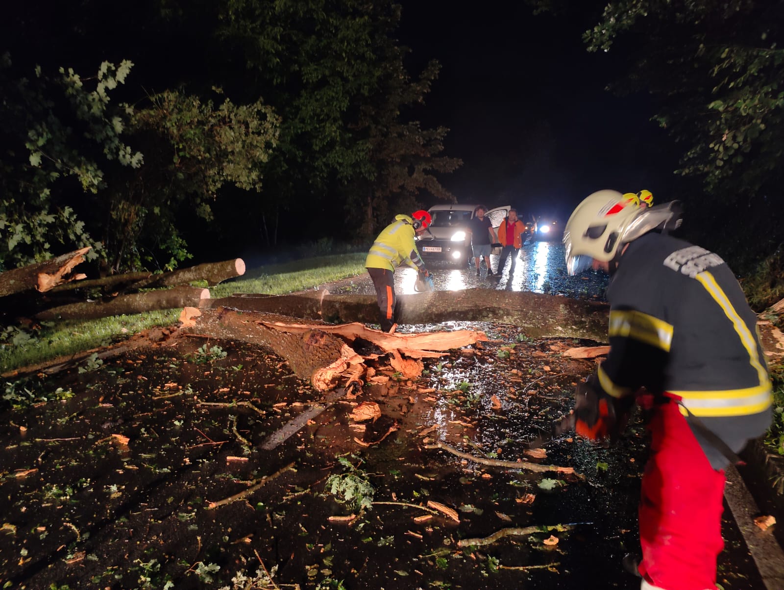 28.06.2022 - UNWETTER: Verschlammte und überflutete Straßen, Kamineinsturz und mehrere Bäume beschäftigen uns in der Nacht