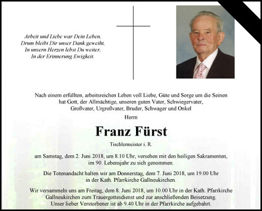 Nachruf Franz Fürst